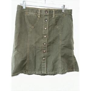 Abercrombie & Fitch Y2K Women's SZ 6 Cotton Skirt Short Olive Snap Button